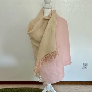 EUC Pink and Cream Reversible Fleece/Acrylic Scarf Wrap 30”x 78” Super Soft/Warm